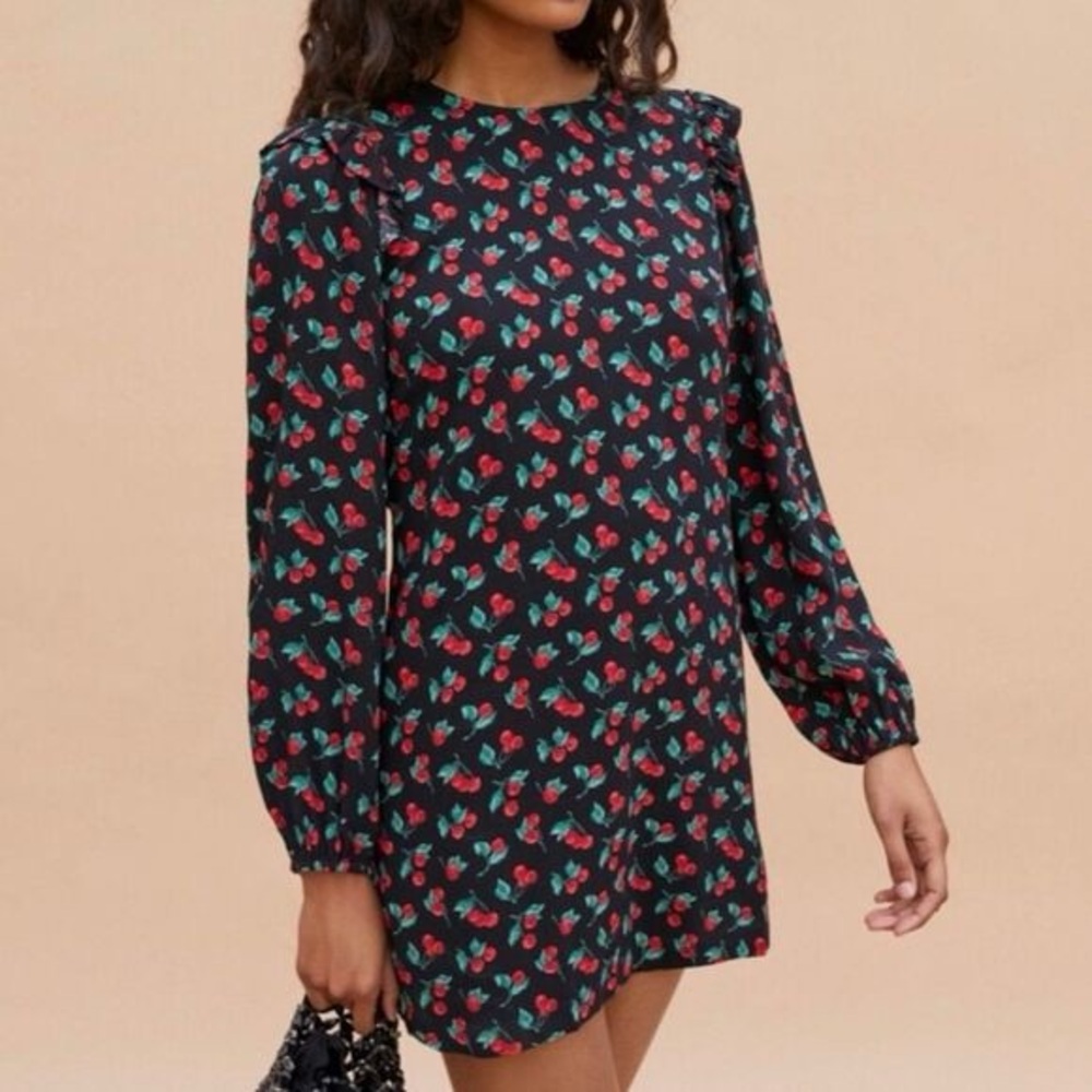 Reformation Bedford Cherry Print Long Sleeve Dress